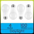 thumbnail image 1 of Green Watt A19 LED Light Bulb, 15 Watts (100W Equivalent) Daylight, E26 Base, Dimmable (4-Pack), 1 of 7