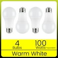 thumbnail image 1 of Green Watt A19 LED Light Bulb, 15 Watts (100W Equivalent) Warm White, E26 Base, Dimmable (4-Pack), 1 of 6
