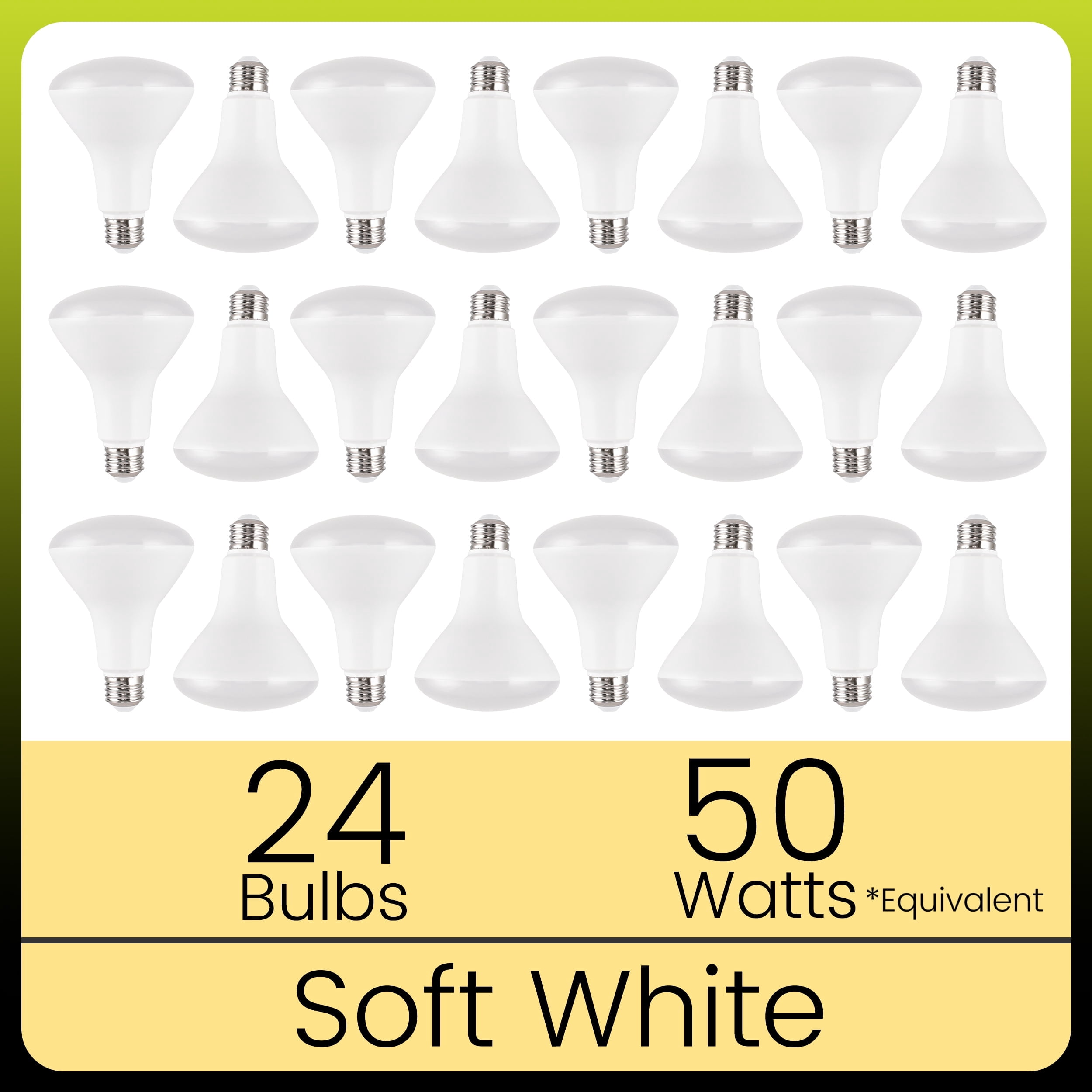 Green Watt BR30 LED Flood Light Bulbs, 8-Watt (50W Equivalent), Soft White, E26 Base, Dimmable (24-Pack)