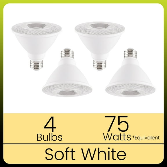 Green Watt PAR30 LED Spot Light Bulb, 11-Watt (75W Equivalent) Short Neck, Soft White 2700K, Dimmable, 40 Degree beam (4-Pack)