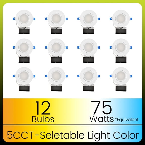 Green Watt White 4-in Switchable white Round Dimmable LED Canless Damp rated Recessed Downlight