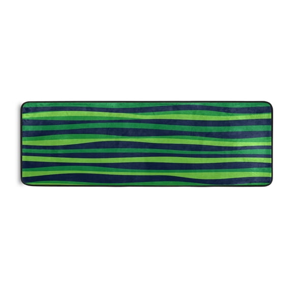 Green Waves 72x24" Runner Rug, Non-Slip Memory Foam Cushion, Anti-Crease for Hallways and Bedrooms