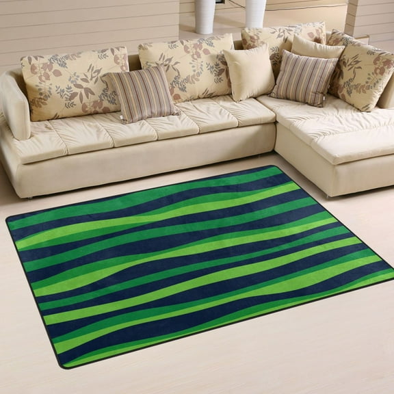 Green Waves Soft Polyester Area Rug 31''x20'', Non Slip, Memory Foam, Water Absorbent