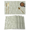 thumbnail image 1 of Green Waves Stripes Placemats Set of 6 Vintage Minimalist Lines Texture Place Mats Indoor Wipeable Table Mats Washable Cloth Dining Table Placemats for Kitchen Holiday Party Home Decor 13x19 Inch, 1 of 9