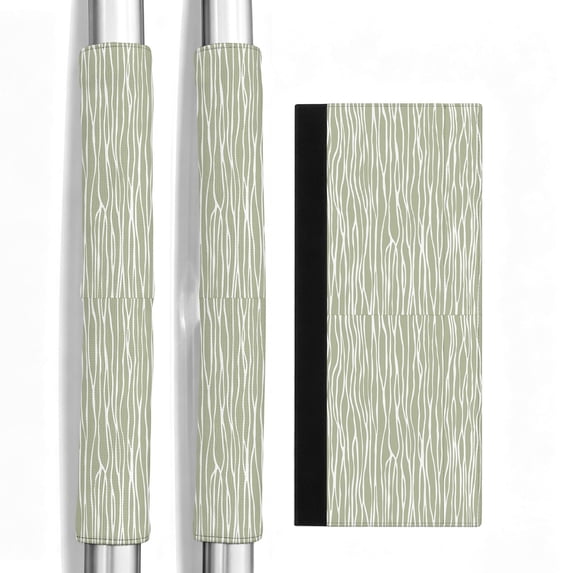Green Waves Stripes Refrigerator Door Handle Covers Set of 2, Vintage Minimalist Lines Texture Fridge Door Handle Protector Kitchen Appliance Cover for Refrigerator Oven Dishwashers Microwave