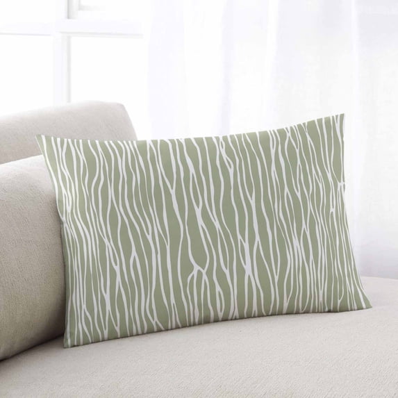 Green Waves Stripes Throw Pillow Covers, Vintage Minimalist Lines Texture Soft Breathable Pillow Cases with Invisible Zipper for Sleeping, Small Pillowcases for Couch Bed Sofa Chair 16x24 Inches