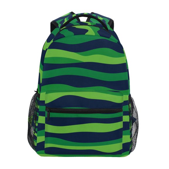 Green Waves Stylish Large Backpack 15L Self-Standing Durable Twill for School, Office and Travel Use