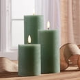 thumbnail image 1 of Melrose LED Lighted Flameless Pillar Candles - 6" - Green - Set of 3, 1 of 2