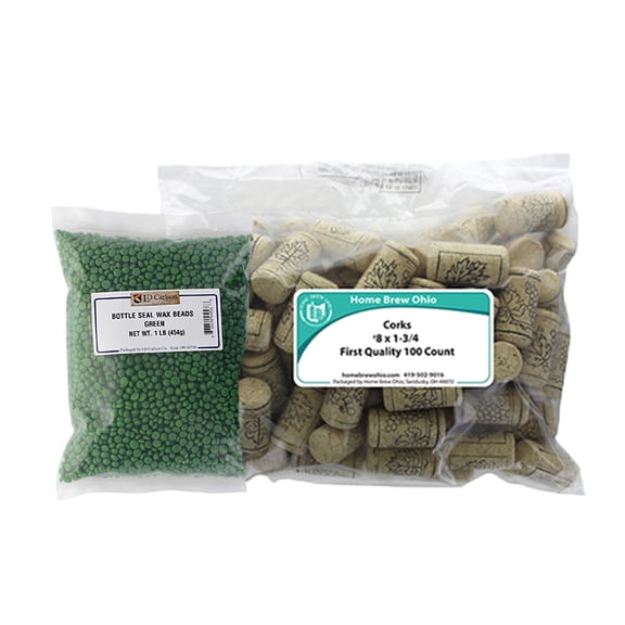 Green Wax and Corks (8 X 1 3/4) Wine Bottling Combination