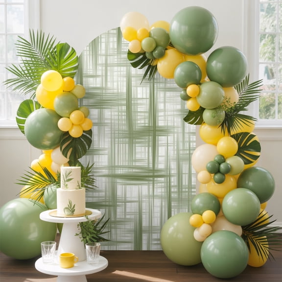 Green Weave Mesh Arch Backdrop Cover, 4FT, Modern Minimalist Abstract Spandex Arch Covers Double-Sided Backdrop for Wedding Birthday Party Photo Background Decoration