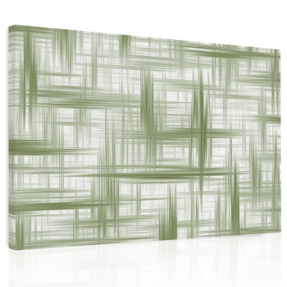 Green Weave Mesh Canvas Print Wall Art, Modern Minimalist Abstract Wall Decor Framed Artwork Paintings Pictures for Living Room Bedroom Stretched Ready to Hang, 20" x 24"