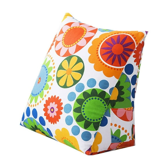 Green Wedge Pillow For Back And Neck Support Triangular Shape With Storage Pockets Green Cotton Free Size