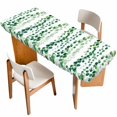 thumbnail image 1 of Green Weeping Eucalyptus Table Cloths for 8 Foot Rectangle Tables, Spring Summer Country Leaves Patio Waterproof Elastic Fitted Tablecloths, Washable Rectangular Table Cover for Camping, 1 of 8