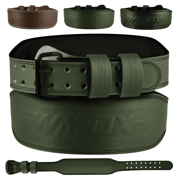 WYOX Sports Leather Weightlifting Belt - Adjustable Lumbar Support for Gym, Squat, Deadlift, Back Support, Medium