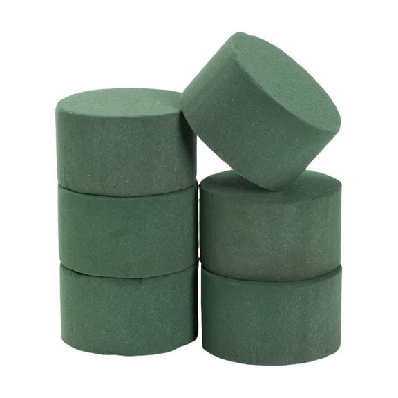 Green Wet Dry Flower Clay,6 Pcs Floral Foam Round Blocks,Plant Foam Bricks,Flower Arrangements,Florist Supplies,DIY Craft,Wedding, Birthday,Party Decoration (3.15*1.57In)