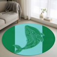 thumbnail image 1 of Green Whale Round Rug 3ft Washable Circle Entryway Rugs Non Slip Mandalas Boho Modern Abstract Aqua Stripe Area Rug Indoor Floor Carpet for Bedroom Kitchen Living Room Home Office Dining Room Nursery, 1 of 8