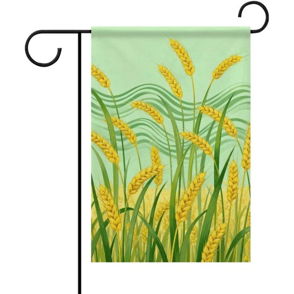 Green Wheat Field Garden Flag 12x18 Inch Vintage Funny Spring Outdoor Flag Double Sided Farmhouse Yard Banner for Patio Lawn House Holiday Party Decor