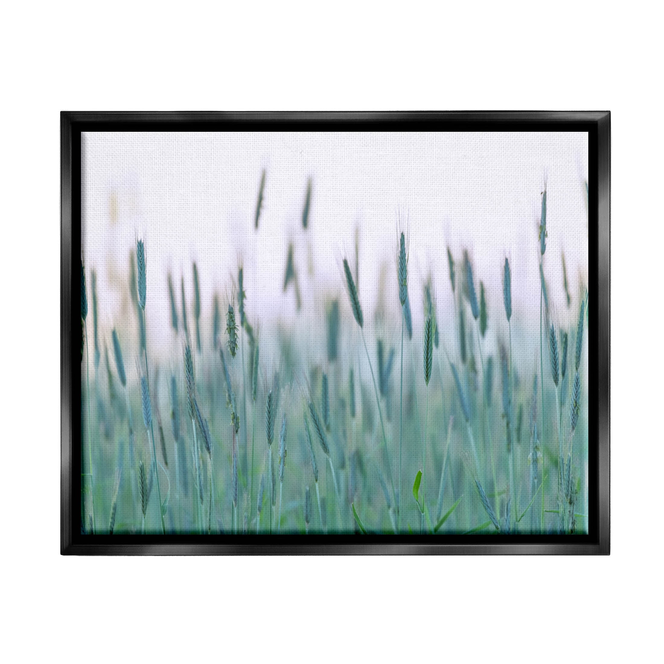 Green Wheat Field Sprigs Landscape Photograph Jet Black Framed Art Print Wall Art