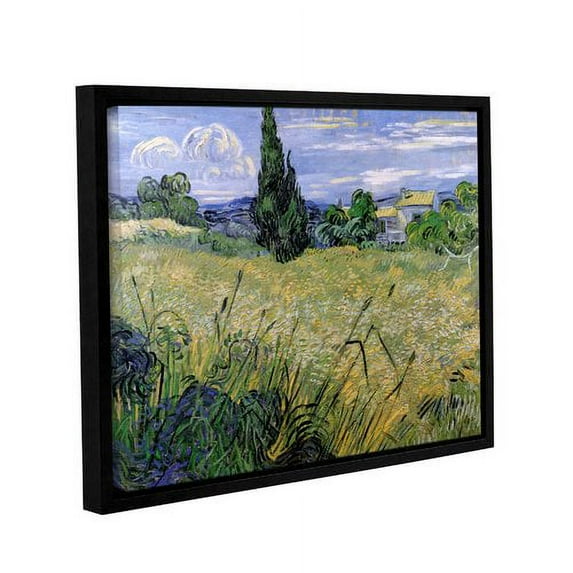 Green Wheat Field with Cypress Gallery Wrapped Floater-framed Canvas