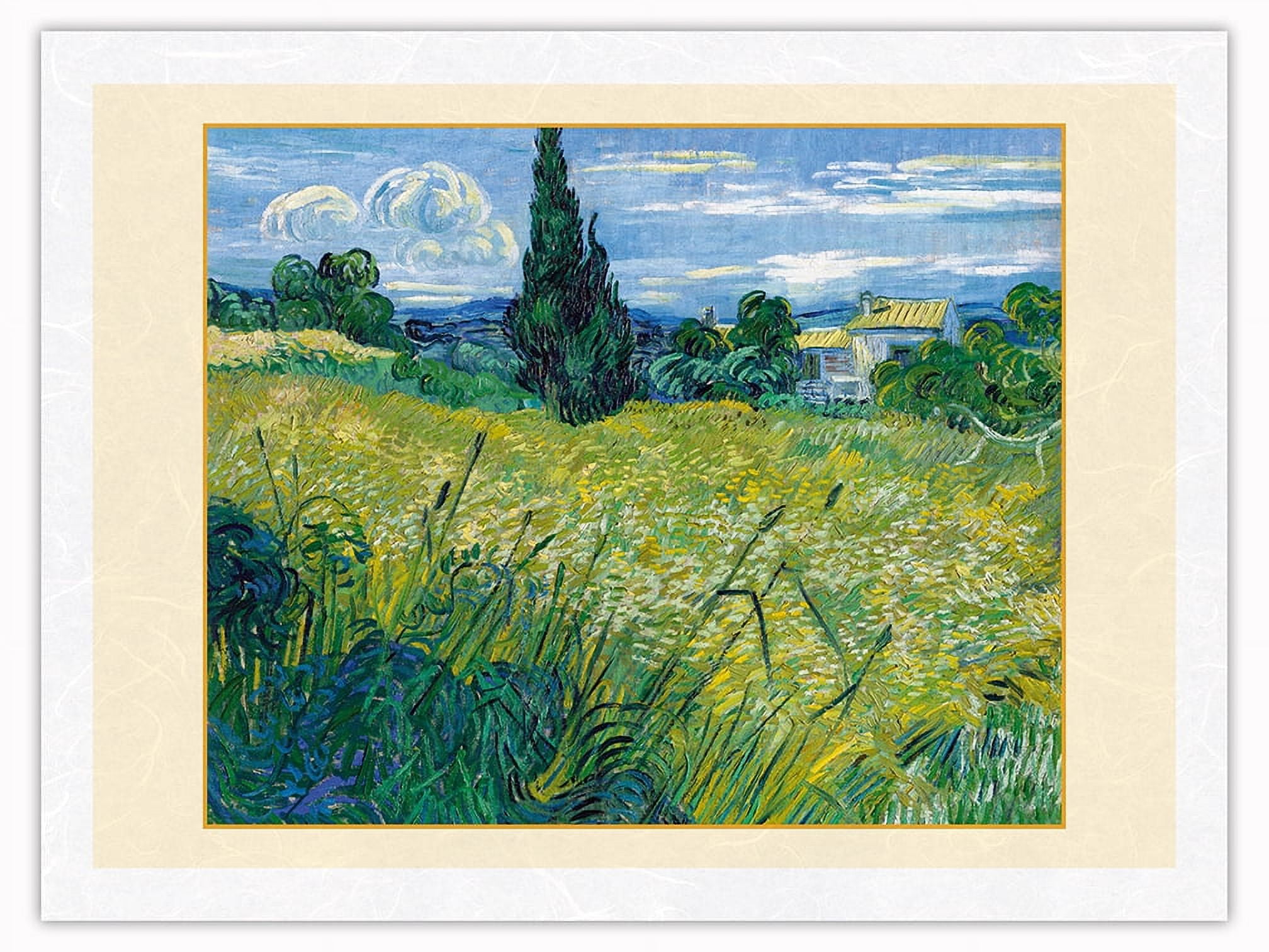 Green Wheat Field with Cypress Tree - From an Original Color Painting ...