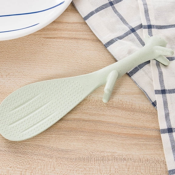 Green Wheat Straw Rice Spoon Non Stick Design For Rice Cooker Creative Squirrel Shape Easy To Use And Clean Plastic Material 21X5.7Cm Green Color