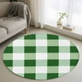 thumbnail image 1 of Green White Buffalo Check 3.3ft Round Rug, Farmhouse Plaid Modern Geometric Non-Skid Rubber Backing Large Area Rugs - Living Room Bedroom Home Office, Indoor Floor Mat Carpets Washable Rug, 1 of 1