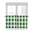 thumbnail image 1 of Green White Buffalo Check Half Window Curtains 24 Inches Long, Farmhouse Plaid Modern Geometric Window Treatment Curtain Drapes, Short Curtains Tiers for Kitchen Over Sink, 27.5"x24", 2 Panels, 1 of 7