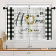 thumbnail image 1 of Green White Buffalo Plaid Check Kitchen Curtains, Farmhouse Sunflower Short Window Curtains Set of 2, Window Treatment Tier Curtains for Kitchen Over Sink Bathroom Decor (26x36 Inch), 1 of 5