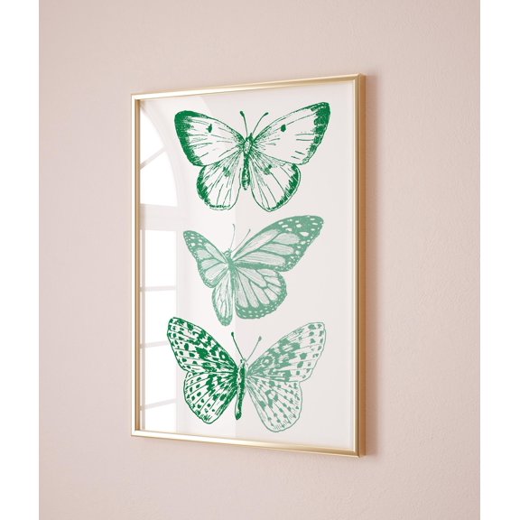 Green White Butterfly Preppy Poster