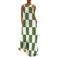 thumbnail image 1 of Green White Check Checkered Long Dress Dress for Women Women's Luxury Party Dress, 1 of 8