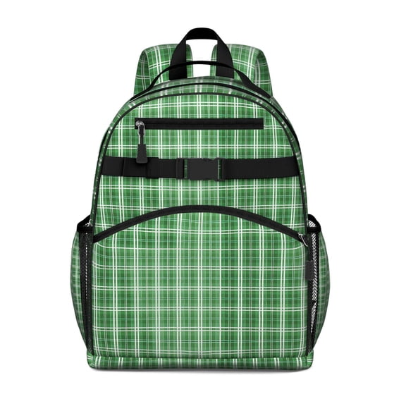 Green White Checkerboard Checkered Pattern Backpack for School,Cute School Bag,Schoolbag with Adjustable Shoulder Straps & Padded Back,15.25"x11.5"x5.25"