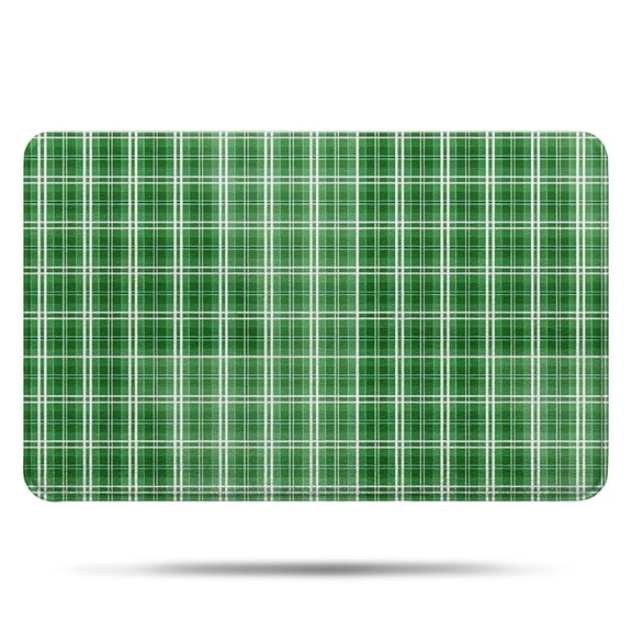 Green White Checkerboard Checkered Pattern Bathroom Rugs Mat,Non Slip Microfiber Bathroom Rug,Rubber Backing,Soft Bathroom Mats for Bathroom Floor,Tub and Shower,17x27in(43x68cm)