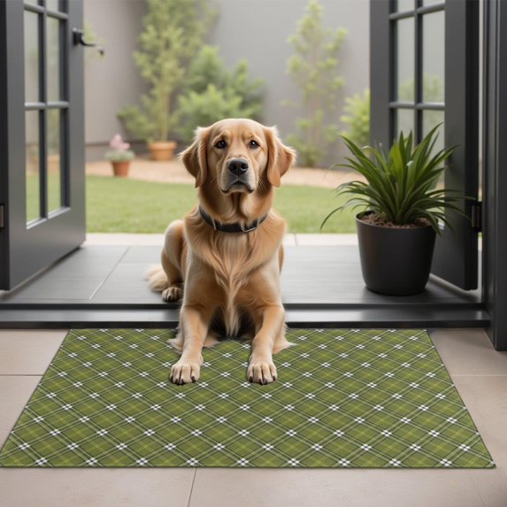Green White Checkerboard Green Pattern Indoor Door Mat 20”x32", Washable Non-Slip Decorative Rug for Entrance, Kitchen, Bathroom