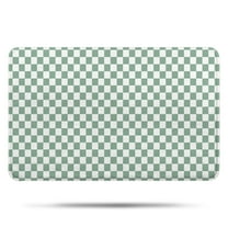 Green and White Checkerboard Pattern Bathroom Rugs Mat,Non Slip Microfiber Bathroom Rug,Rubber Backing,Soft Bathroom Mats for Bathroom Floor,Tub and Shower,17x27in(43x68cm)