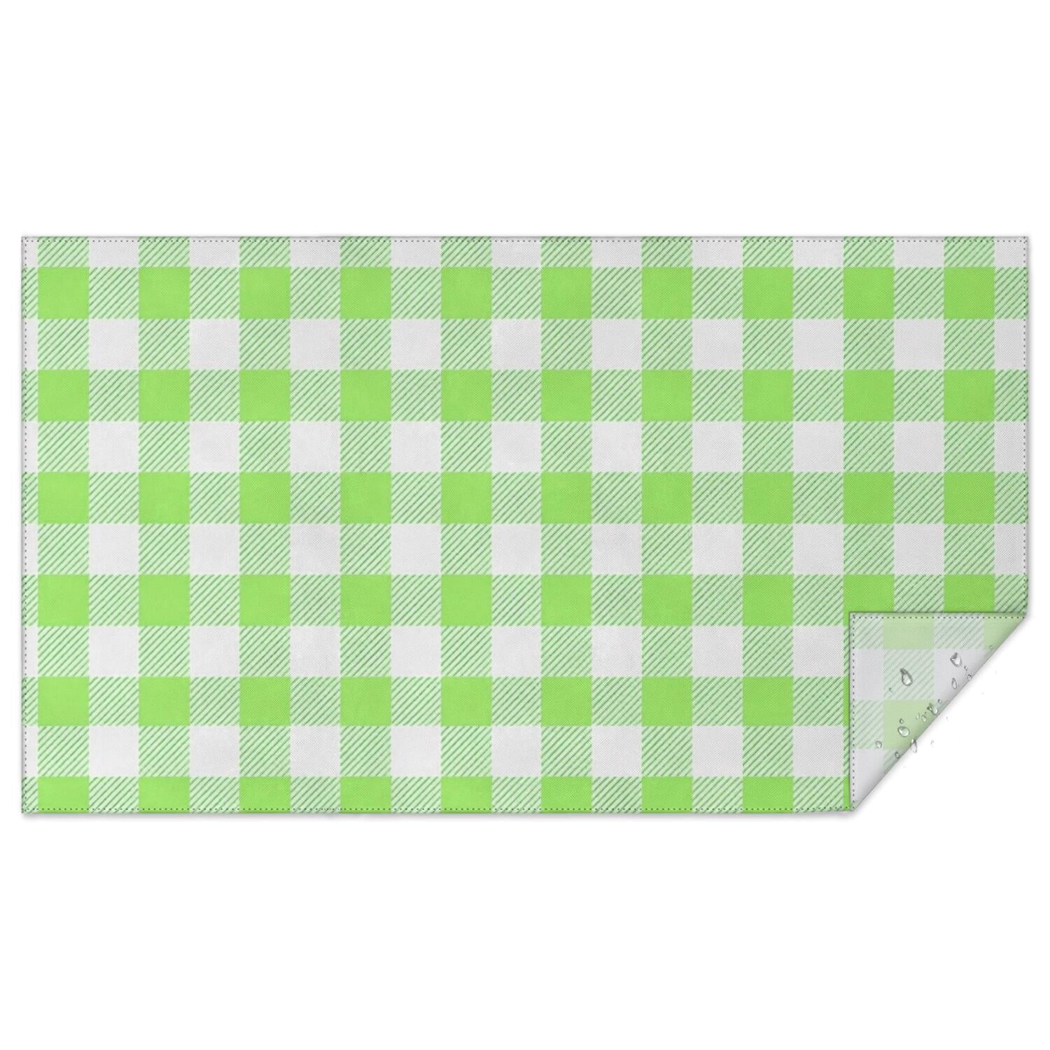 Green Tablecloth Pattern Green and White Checkered Pattern Waterproof Tablecloth, Rectangular ...