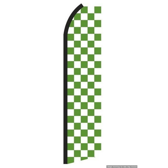 Green & White Checkered Swooper Flag (Hardware Not Included) |Advertisement /Business Flags | Feather Flag |