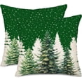 thumbnail image 1 of Green White Christmas Tree Pillow Covers 18x18 Inch Set of 2 Snow Winter Holiday Xmas Farmhouse Decoration Throw Pillow Cases for Sofa Couch, 1 of 6