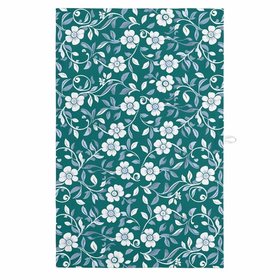 Green White Floral 1 Pack Kitchen Towel, Water Absorbent Dish Towel, Farmhouse Retro Botanical Leaves Decorative Hand Towels - Quick Drying Cloth for Cooking Baking, 18x28 Inch