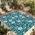 thumbnail image 1 of Green White Floral Outdoor Rug 4x6 Ft - Reversible Patio Rug Outdoor Camping Rugs, Farmhouse Retro Botanical Leaves Washable Indoor Outdoor Area Rugs, Non-Slip Outdoor Carpet Runner for Deck/Porch, 1 of 8