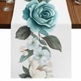 thumbnail image 1 of Green White Flowers Leaf Plant Table Runner for Dining Table, Decorative Table Linen for Kitchen, Dining Room Tabletop Décor, Machine Washable, 13"x90", 1 of 9