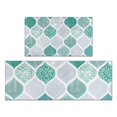 thumbnail image 1 of Green and White Geometric Quatrefoil Pattern Kitchen Rugs Sets Of 2,Anti Fatigue Kitchen Mat Rugs Non Slip Washable,Decorative Kitchen Floor Mats for Kitchen,Sink,Laundry,17"x30"+17"x47", 1 of 7
