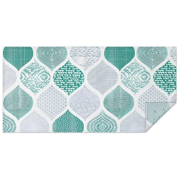 Green and White Geometric Quatrefoil Pattern Rectangle Tablecloth 60"x120",Waterproof Polyester Rectangle Table Cloth, Wipeable Spillproof Polyester Tablecloth for Dining, Camping, Indoor and Outdoor