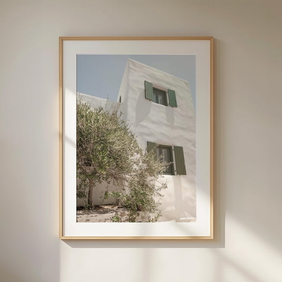 Green White Greece Wall Art Olive Tree Mediterranean Poster