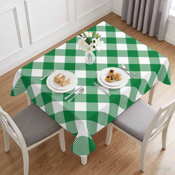 Green and White Grid Table Cloth 60x84in, Waterproof Rectangle Tablecloth Wipeable Tablecloths Idyllic Country Theme Table Covers for Dining Tables Party Indoor Outdoor