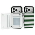 thumbnail image 1 of Green White Horizontal Striped Pattern Leather Wallet Case for iPhone 14 Pro Wallet Case Card Holder Flip, 1 of 8