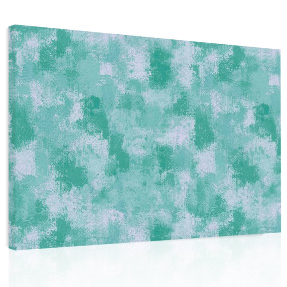 Green White Ink Splatters Canvas Print Wall Art, Abstract Minimalist Vintage Rough Texture Wall Decor Framed Artwork Paintings Pictures for Living Room Bedroom Stretched Ready to Hang, 12" x 16"