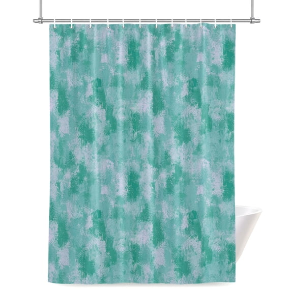 Green White Ink Splatters Shower Curtain, Abstract Minimalist Vintage Rough Texture Waterproof Shower Curtain Set with 12 Hooks Lightweight Bath Curtains Fabric Bathroom Decor 36x72 Inches