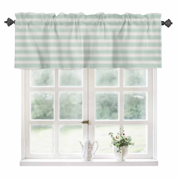 Green White Kitchen Valances for Windows 42x12 Inch Kitchen Curtains Valances Rod Pocket Modern Minimalist Ombre Abstract Stripes Bathroom Window Valances for Window Treatment Decor