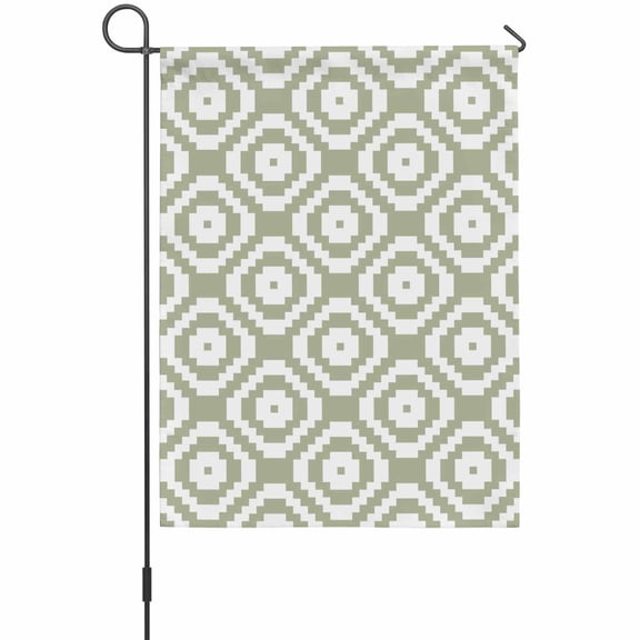 Green White Lattice Garden Flag 12 x 18 Inches, Geometric Modern Simple Abstract Weather Proof Outdoor Patio Flags Double Sided Small Garden Decoration for Yard Outside Home