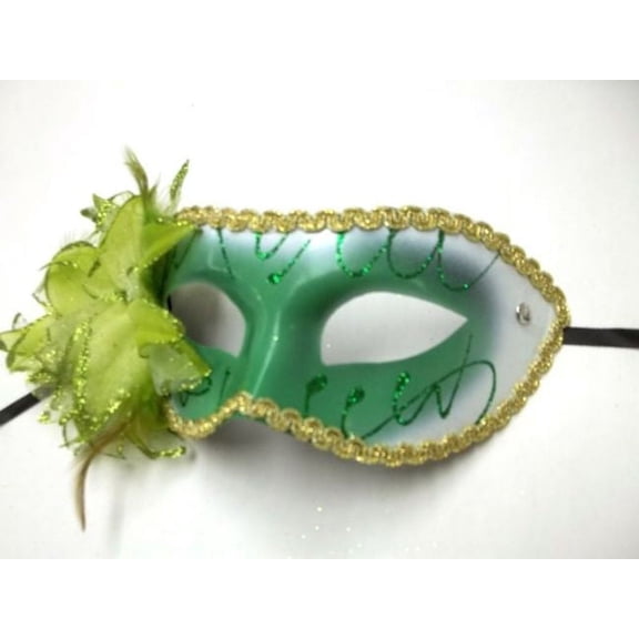 Green White Lily Flower Mardi Gras Masquerade Party Value Mask